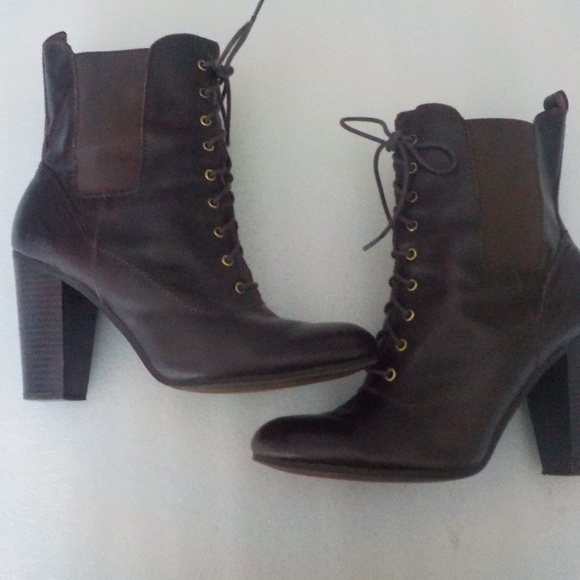 Liz Claiborne Shoes - Liz Claiborne Brown Lace, High Heel Leather Boots